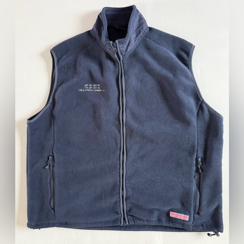 Vineyard Vines Vest Mens XL Blue  Fleece‎ Full Zip Sleeveless Outdoors Layering